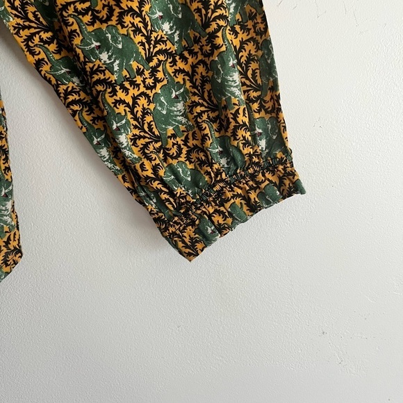 J.Crew Ruffle Off Shoulder Novelty Elephant Print Blouse - Picture 7 of 9